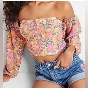 Balloon Long Sleeve Off the Shoulder Corset Top